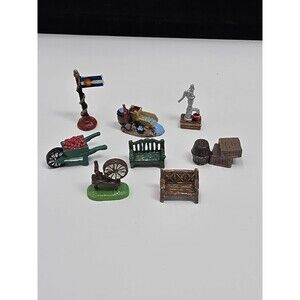 LIBERTY FALLS HAND PAINTED MINIATURE SET 8 Pieces Flag Spinning Wheel Benches